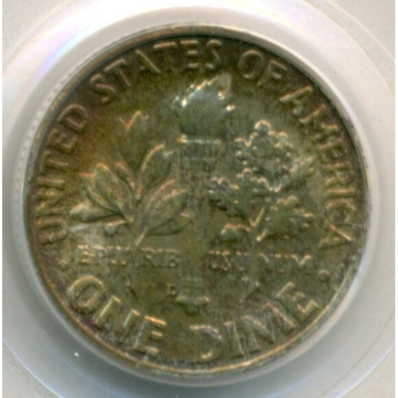 1958 D Roosevelt Dime MS66 FB PCGS Copper Color - Picture 4 of 4